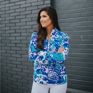 Lilly Pulitzer Skipper Long Sleeve Popover Multi Hit The Spot Size Small UPF 50+